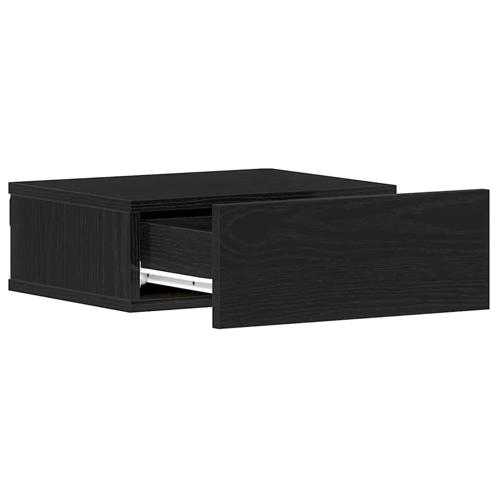Flytende Nattbord 2 Stk Svart Eik 40X32X15 Cm Konstruert Tre