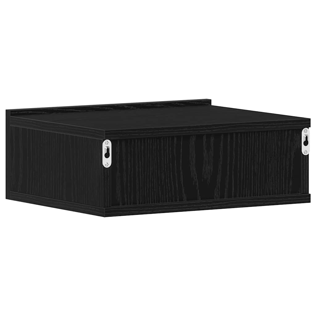Flytende Nattbord 2 Stk Svart Eik 40X32X15 Cm Konstruert Tre