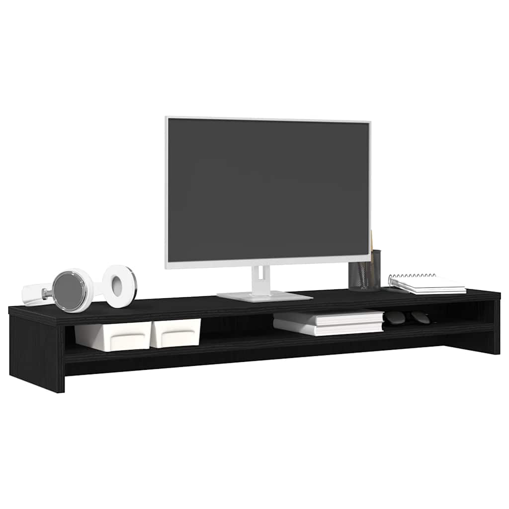 Skjermstativ Svart Eik 100X24X13 Cm Konstruert Tre