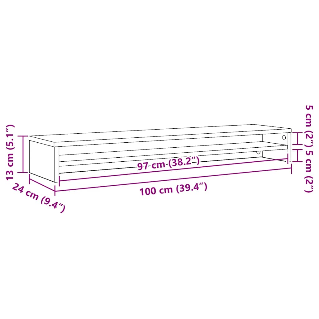 Skjermstativ Svart Eik 100X24X13 Cm Konstruert Tre