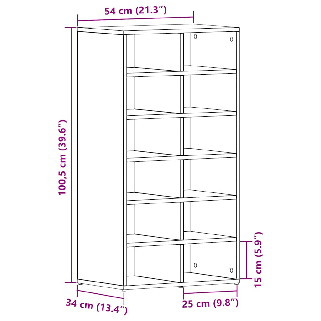 Skohylle Svart Eik 54X34X100,5 Cm Konstruert Tre