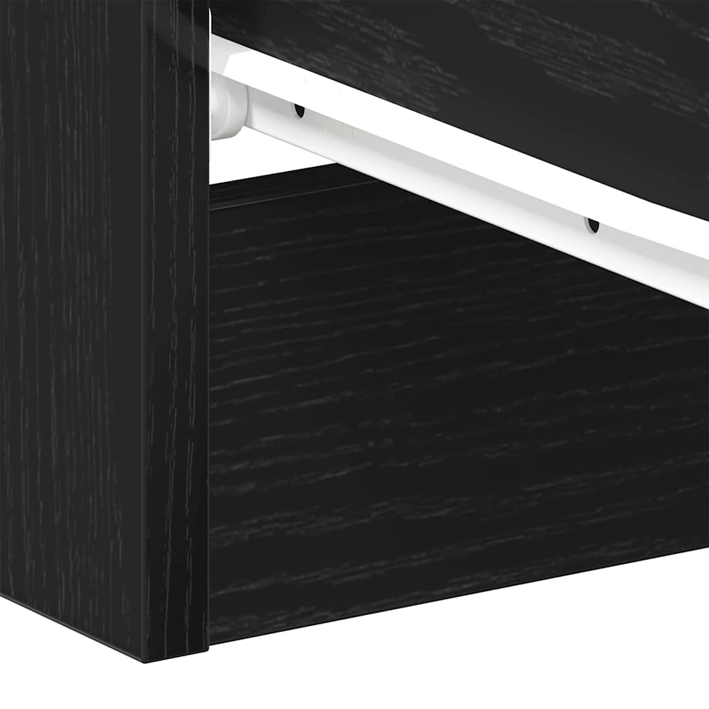 Nattbord 2 Stk Svart Eik 38X35X55 Cm Konstruert Tre