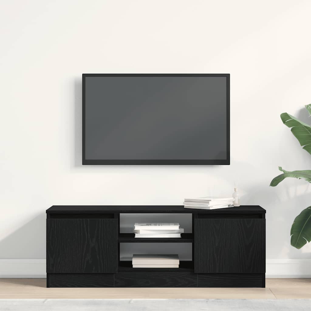 Tv-Benk Svart Eik 102X30X36 Cm Konstruert Tre