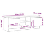 Tv-Benk Svart Eik 102X30X36 Cm Konstruert Tre