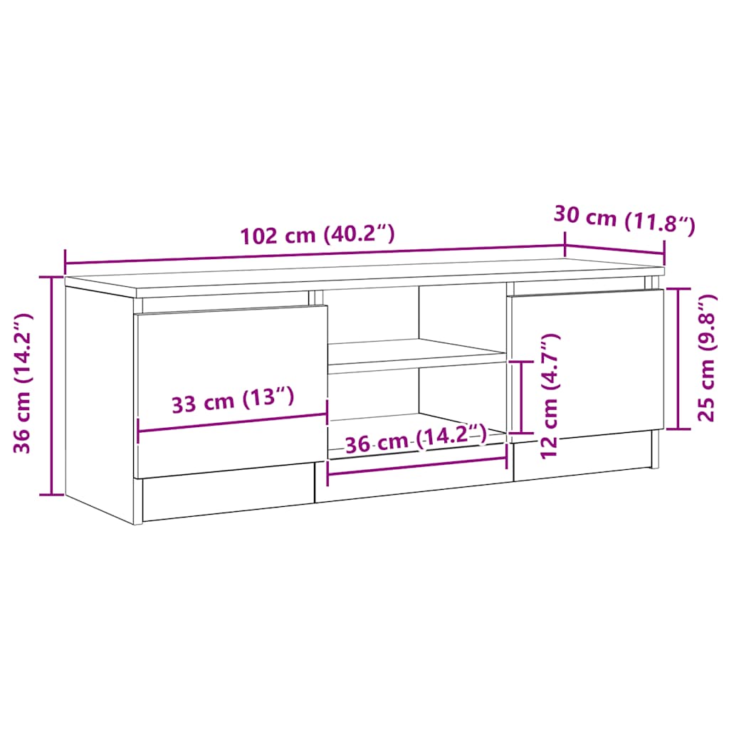 Tv-Benk Svart Eik 102X30X36 Cm Konstruert Tre