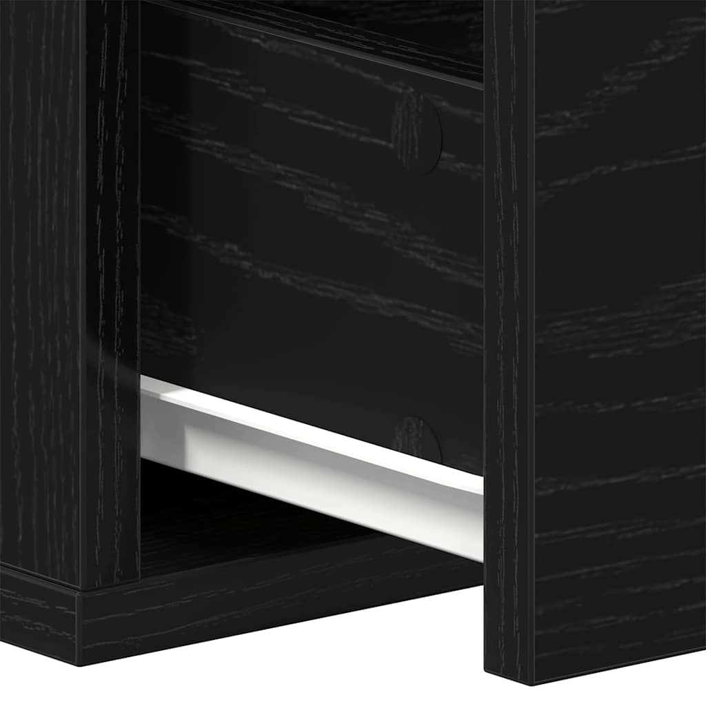 Veggskap Med Skuff Svart Eik 60 X 26 X 18,5 Cm Konstruert Tre