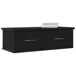Veggskap Med Skuff Svart Eik 60 X 26 X 18,5 Cm Konstruert Tre