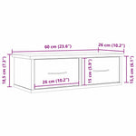 Veggskap Med Skuff Svart Eik 60 X 26 X 18,5 Cm Konstruert Tre