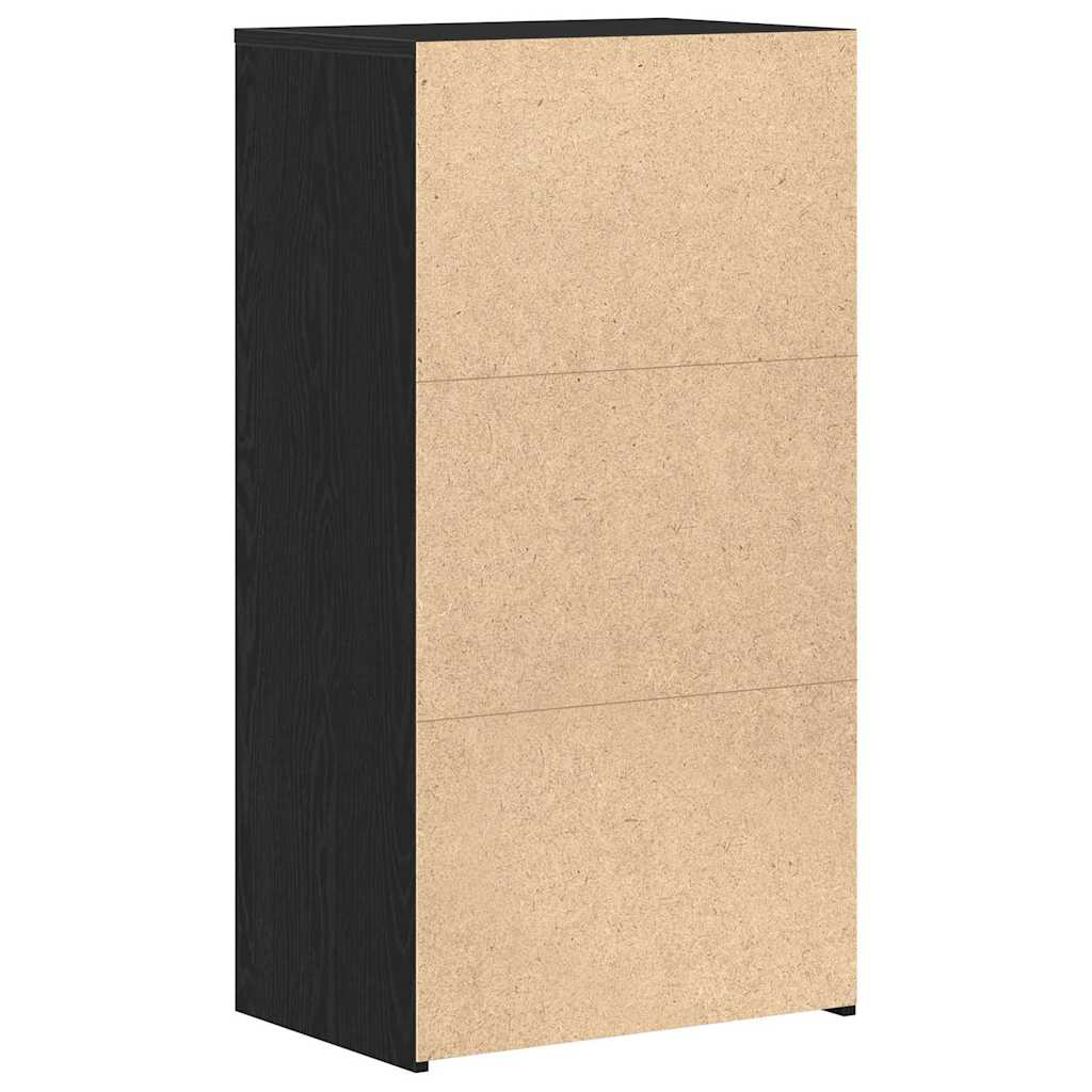 Skjenk Med 6 Skuffer Svart Eik 50X34X96 Cm Konstruert Tre