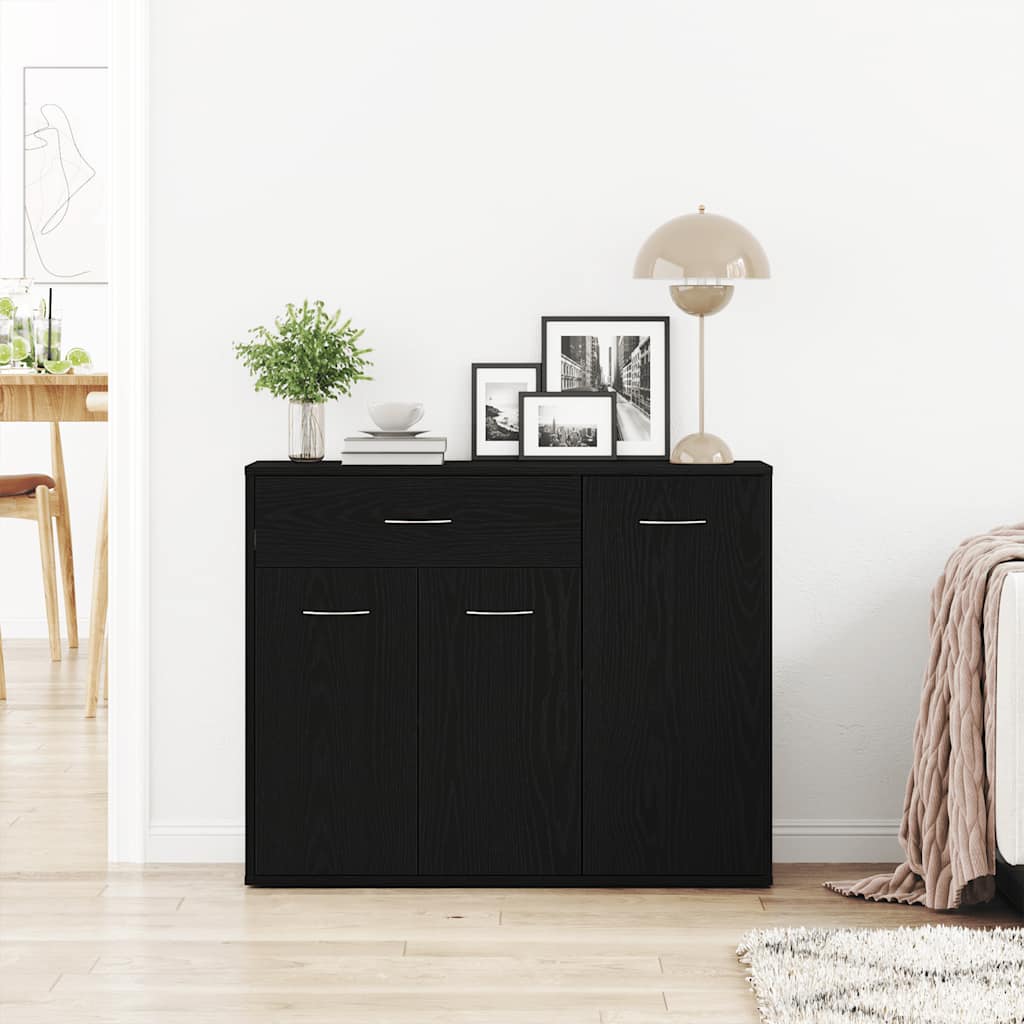 Skjenk Svart Eik 88X30X70 Cm Konstruert Tre