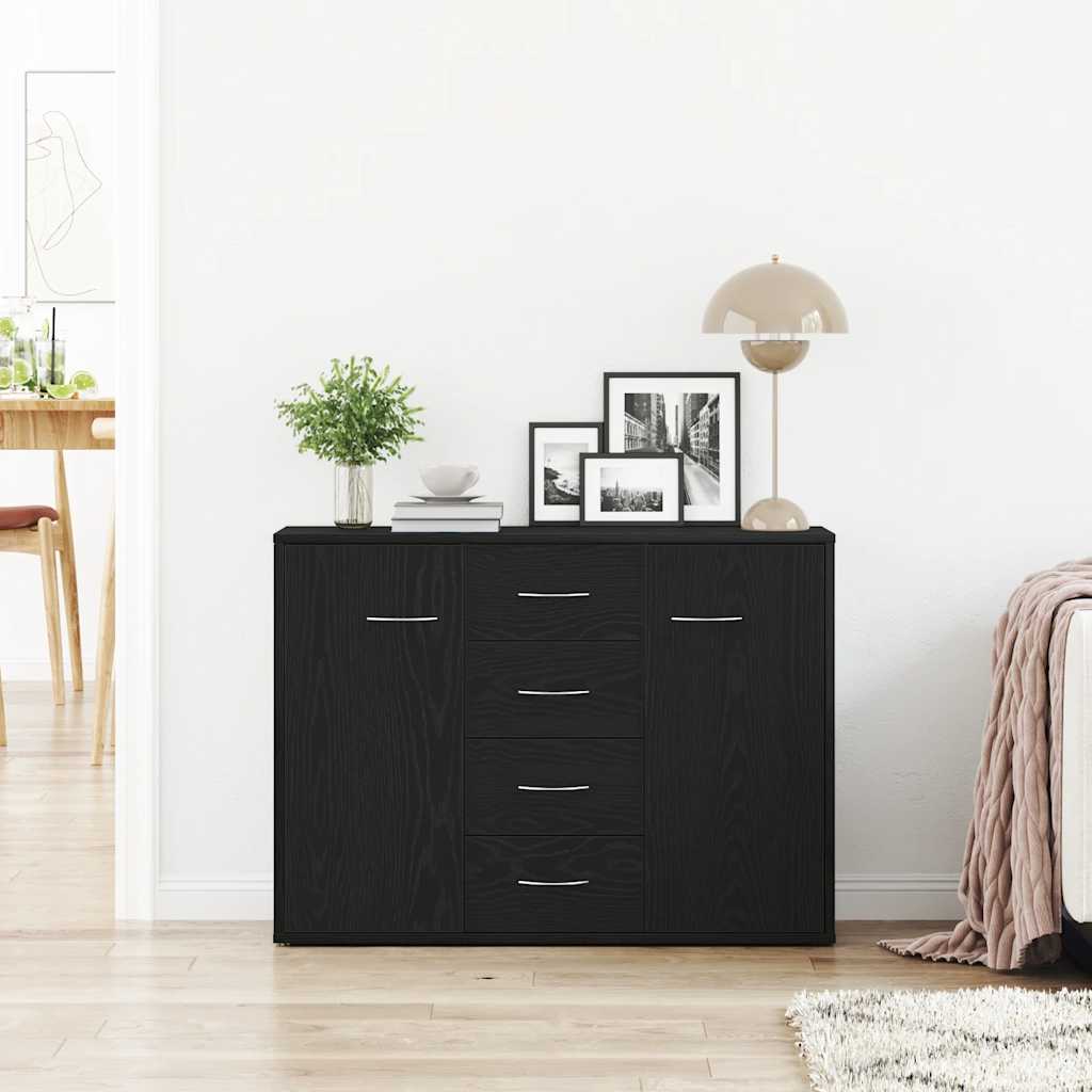 Skjenk Svart Eik 88X30X64 Cm Konstruert Tre