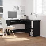 Hjørneskrivebord Svart Eik 120 X 140 X 75 Cm Konstruert Tre
