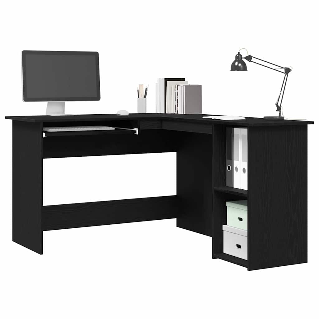 Hjørneskrivebord Svart Eik 120 X 140 X 75 Cm Konstruert Tre