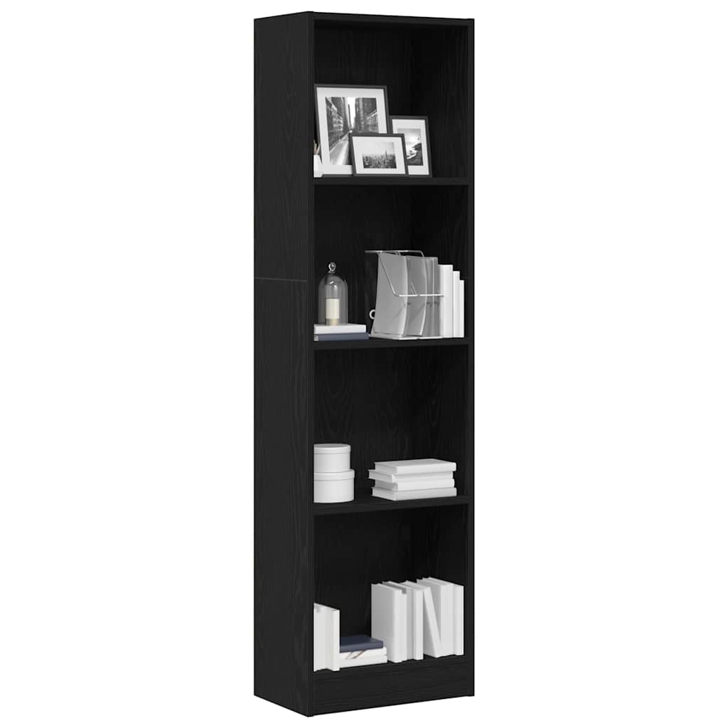 Bokhylle Svart Eik 40X24X143 Cm Konstruert Tre