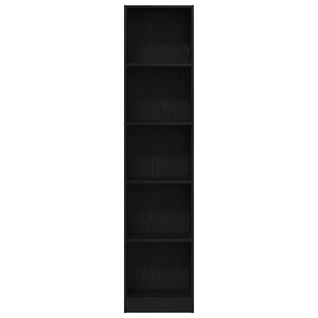Bokhylle Svart Eik 40X24X176 Cm Konstruert Tre