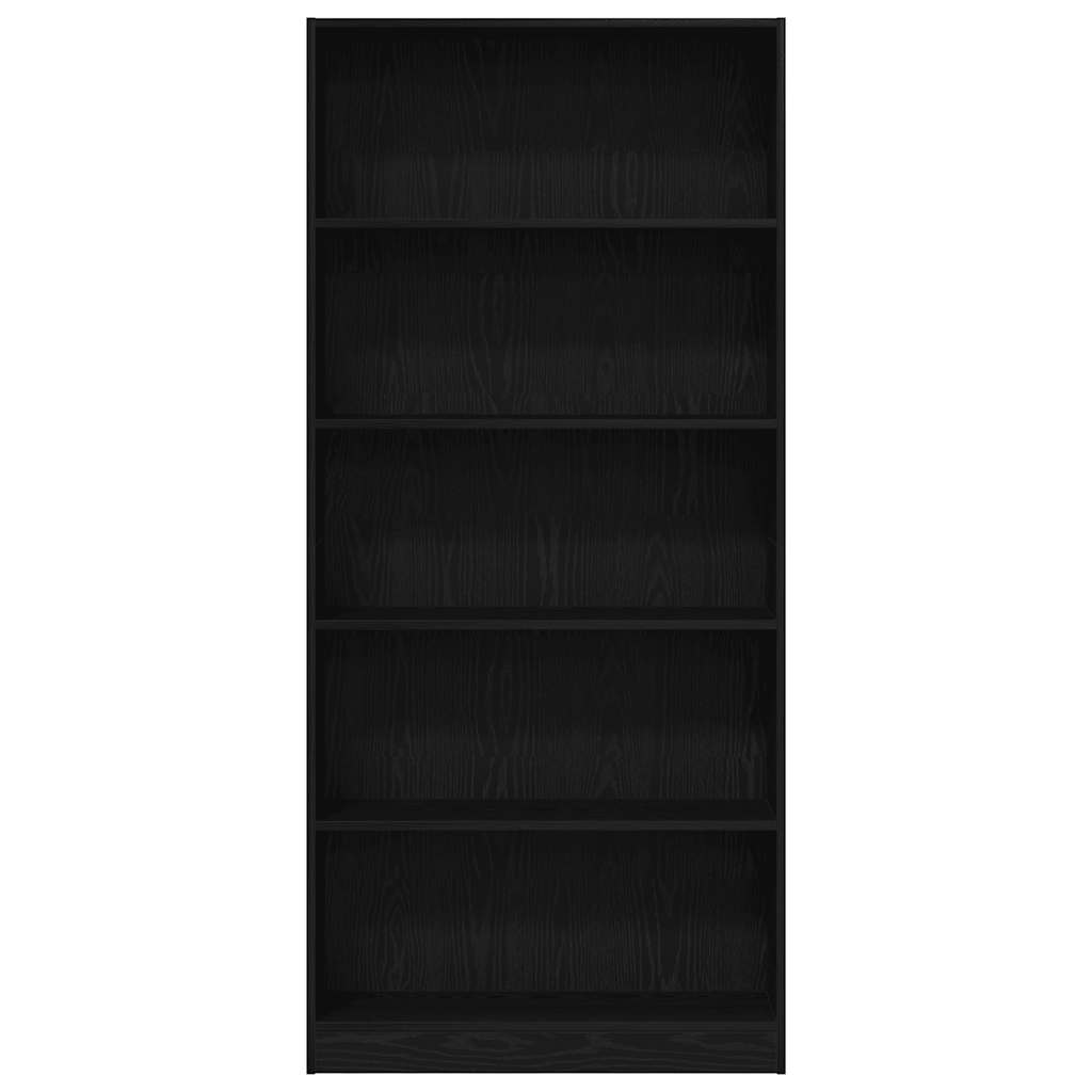 Bokhylle Svart Eik 80X24X176 Cm Konstruert Tre