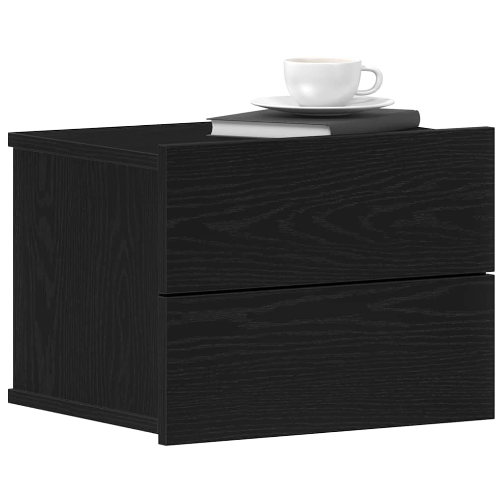 Nattbordskap Med Skuff Svart Eik 40 X 30 X 30 Cm Konstruert Tre