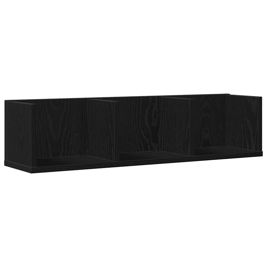 Vegghylle Med Hylle Svart Eik 75 X 18 X 18 Cm Konstruert Tre