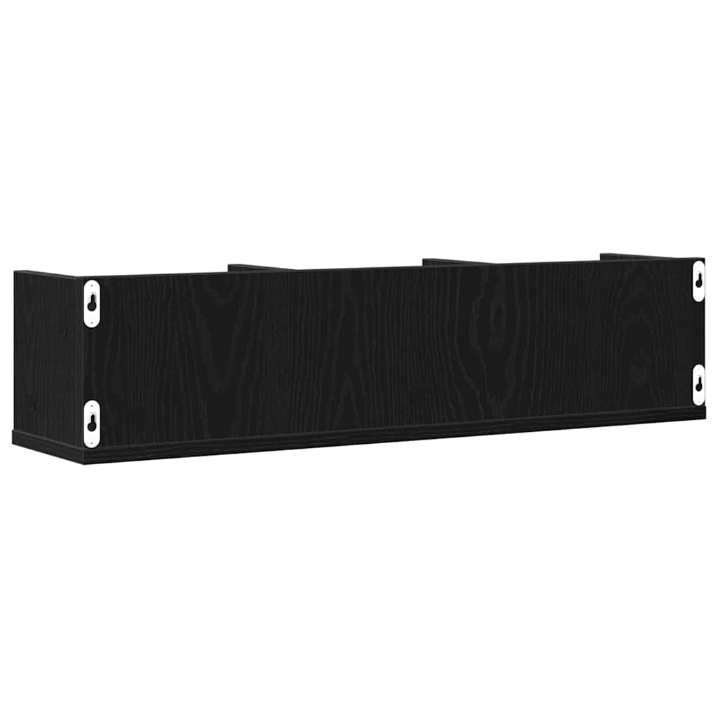 Vegghylle Med Hylle Svart Eik 75 X 18 X 18 Cm Konstruert Tre