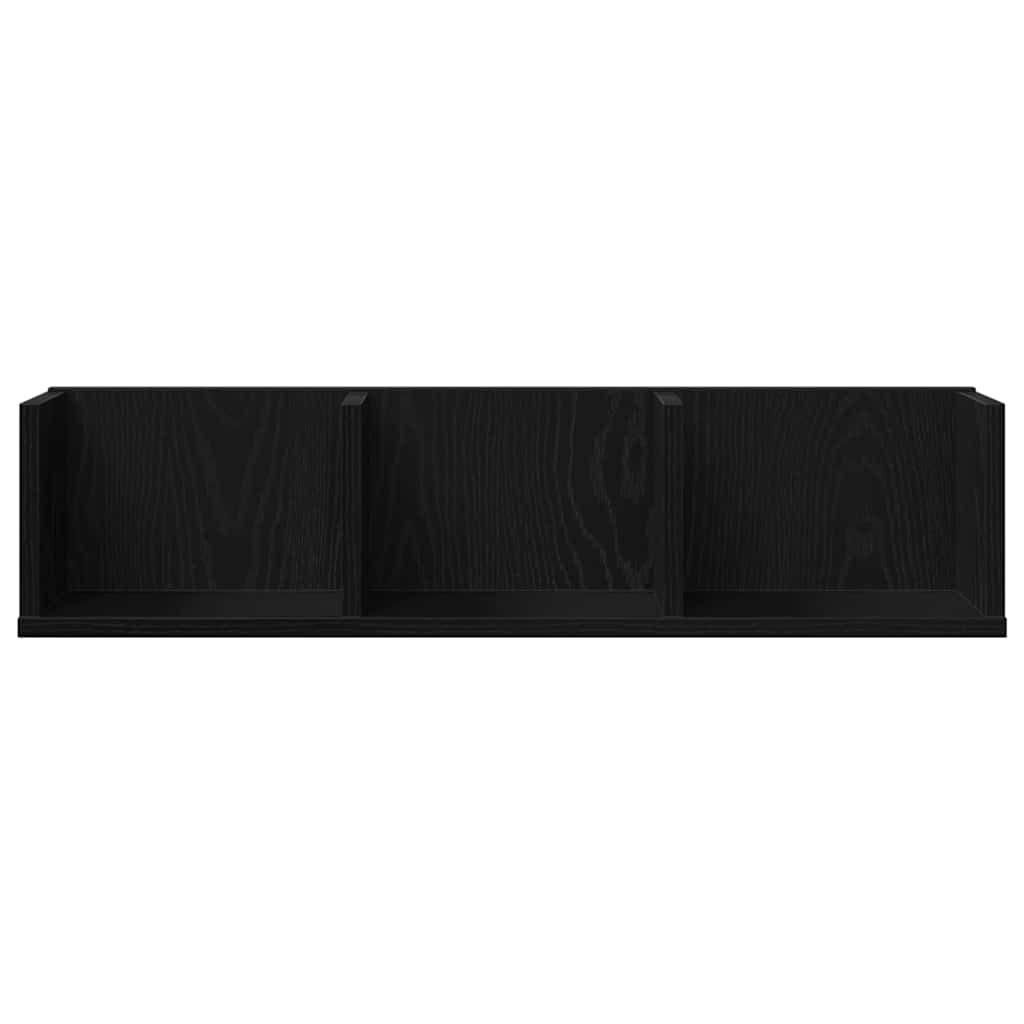 Vegghylle Med Hylle Svart Eik 75 X 18 X 18 Cm Konstruert Tre