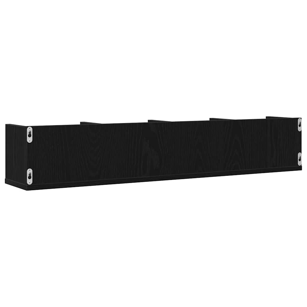 Vegghylle Med Hylle Svart Eik 100 X 18 X 18 Cm Konstruert Tre