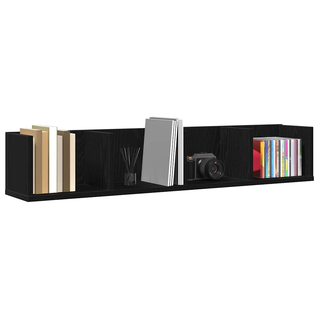 Vegghylle Med Hylle Svart Eik 100 X 18 X 18 Cm Konstruert Tre