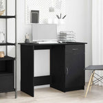 Skrivebord Med Skuff Svart Eik 100 X 50 X 76 Cm Konstruert Tre