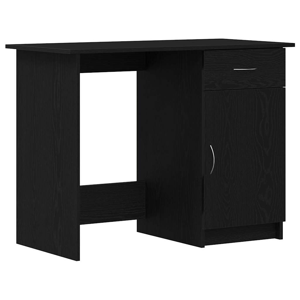 Skrivebord Med Skuff Svart Eik 100 X 50 X 76 Cm Konstruert Tre