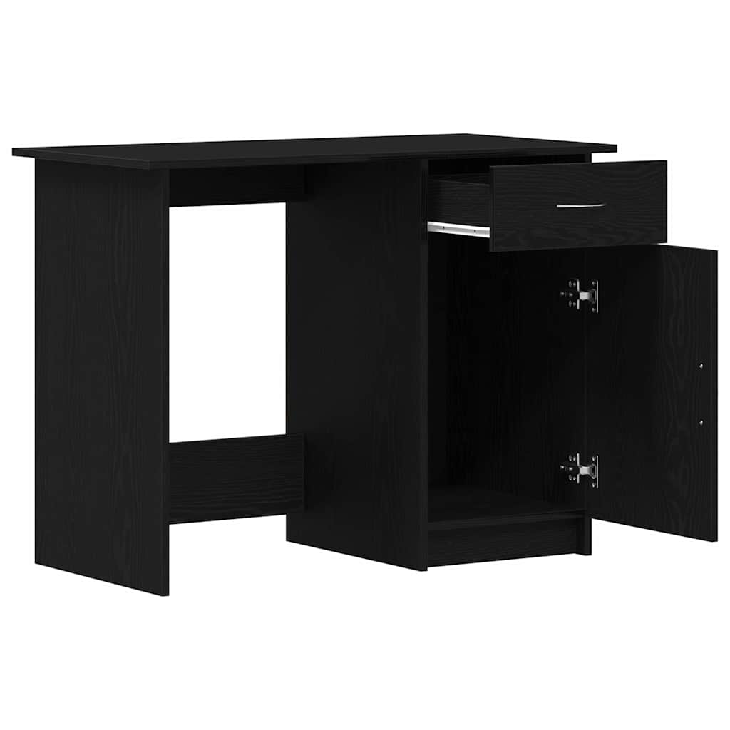 Skrivebord Med Skuff Svart Eik 100 X 50 X 76 Cm Konstruert Tre