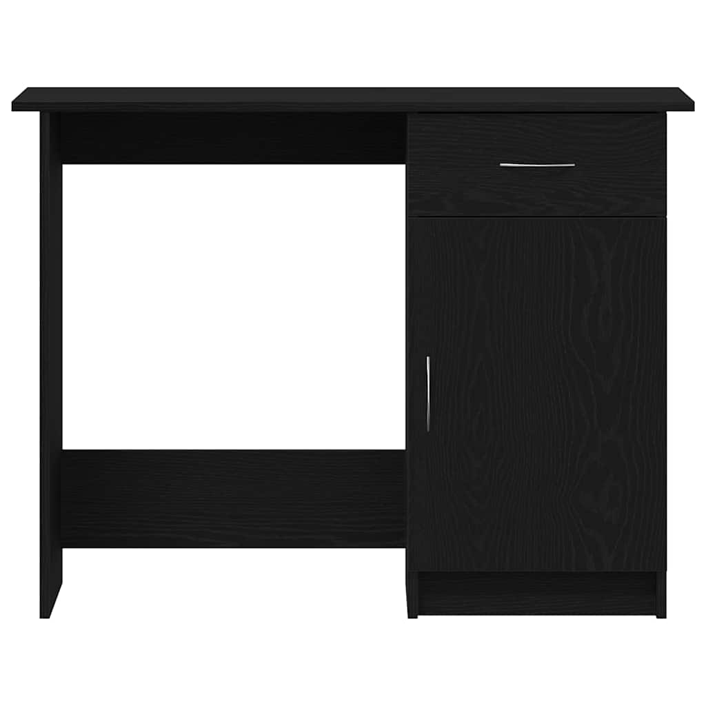Skrivebord Med Skuff Svart Eik 100 X 50 X 76 Cm Konstruert Tre