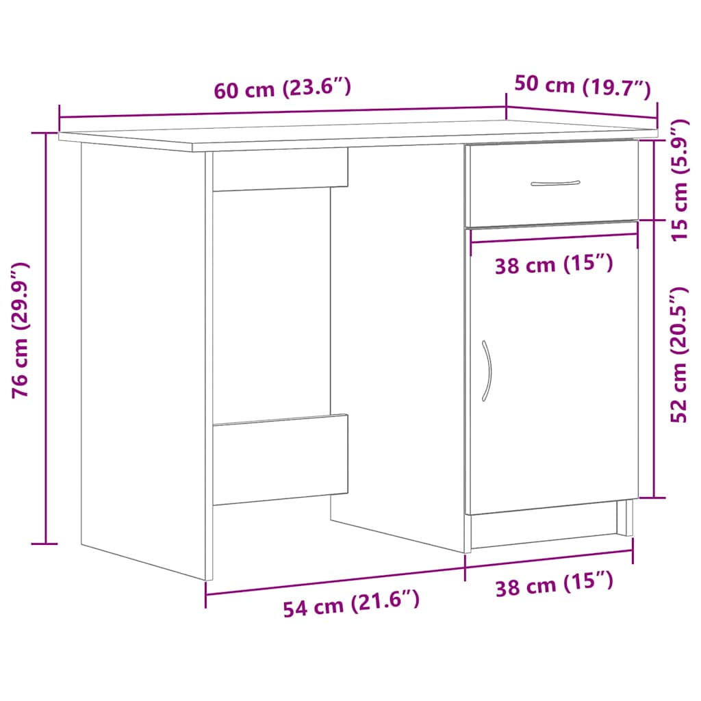 Skrivebord Med Skuff Svart Eik 100 X 50 X 76 Cm Konstruert Tre