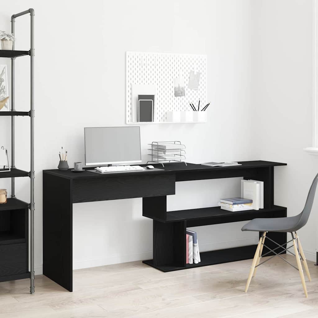 Skrivebord Svart Eik 200 X 50 X 76 Cm Konstruert Tre