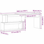 Skrivebord Svart Eik 200 X 50 X 76 Cm Konstruert Tre