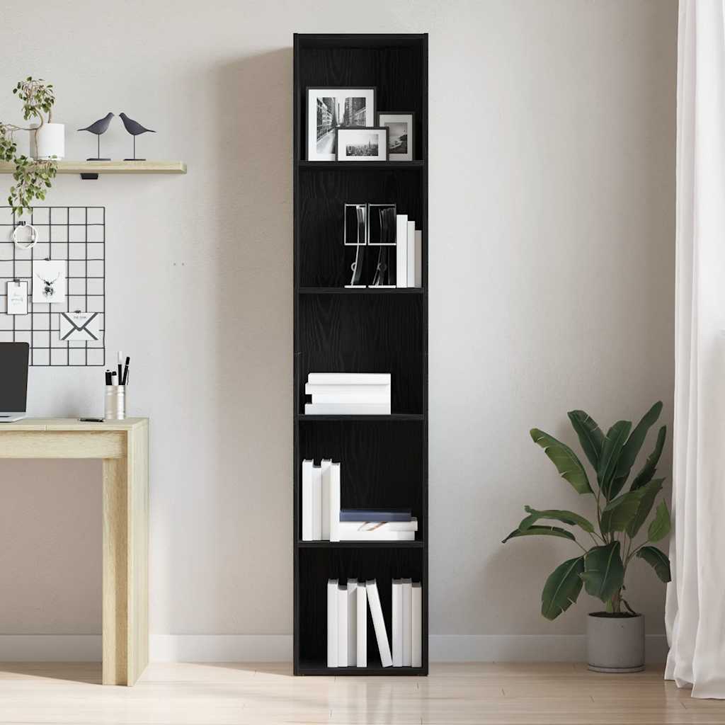 Bokskap Svart Eik 40X30X189 Cm Konstruert Tre