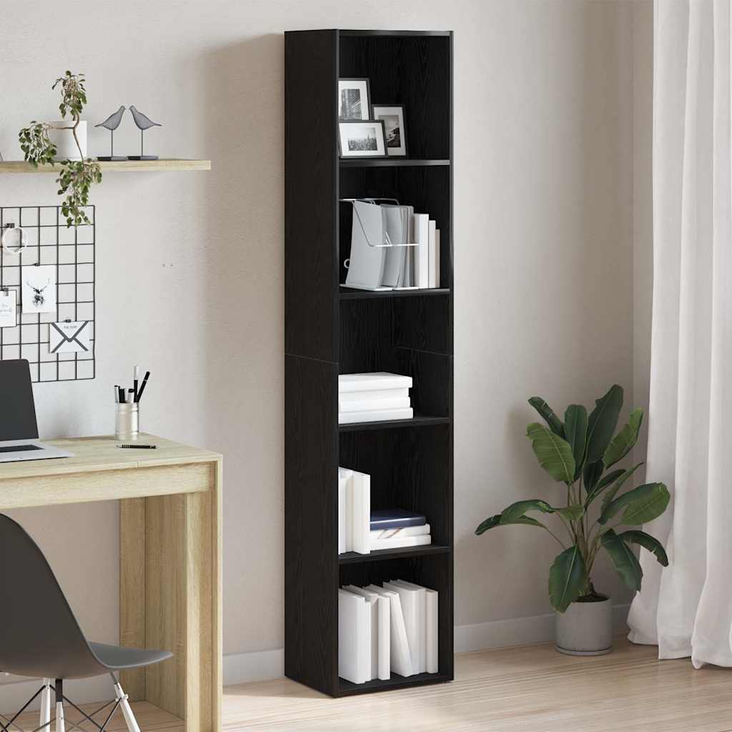 Bokskap Svart Eik 40X30X189 Cm Konstruert Tre
