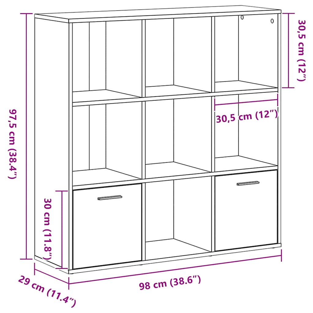 Bokhylle Svart Eik 98X29X97,5 Cm Konstruert Tre