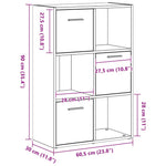Bokhylle/Romdeler Svart Eik 60,5X30X90 Cm Konstruert Tre