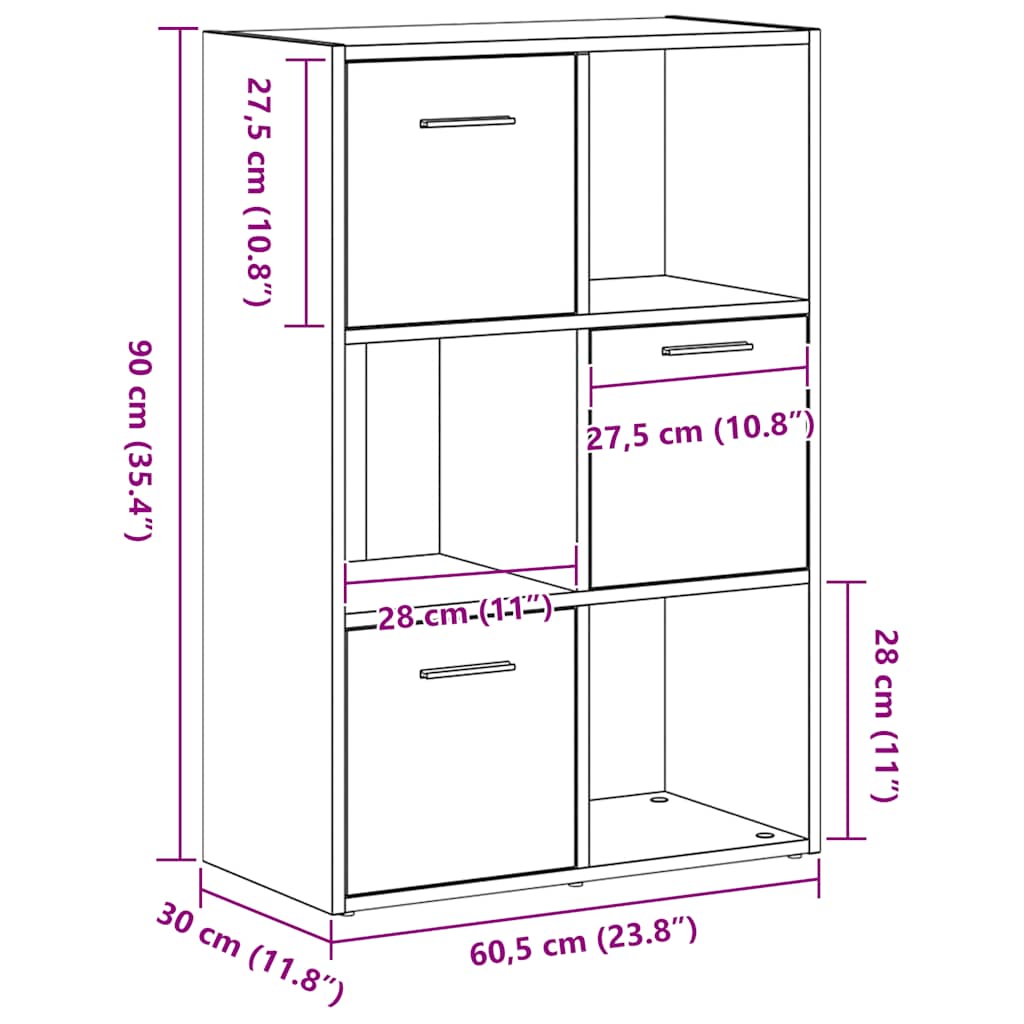 Bokhylle/Romdeler Svart Eik 60,5X30X90 Cm Konstruert Tre
