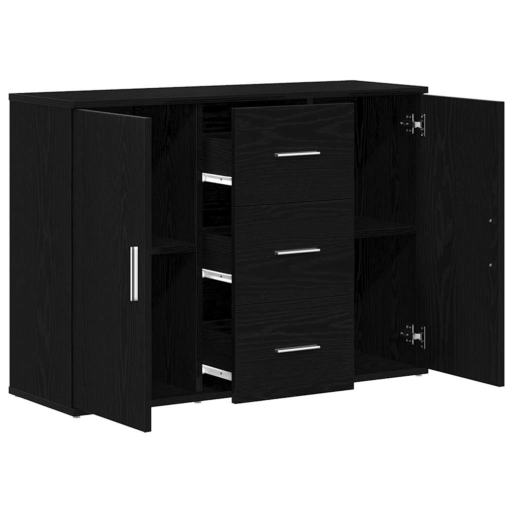 Skjenk Svart Eik 91X29,5X65 Cm Konstruert Tre