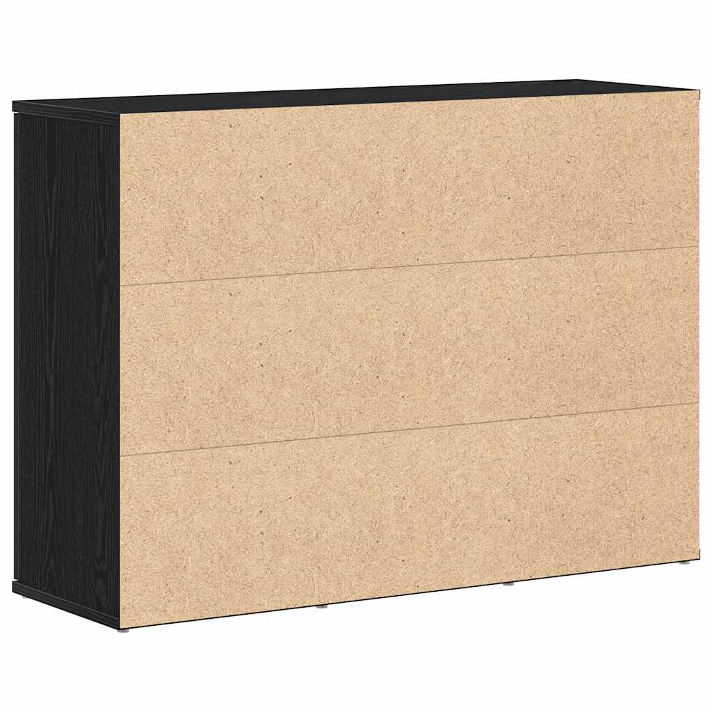 Skjenk Svart Eik 91X29,5X65 Cm Konstruert Tre