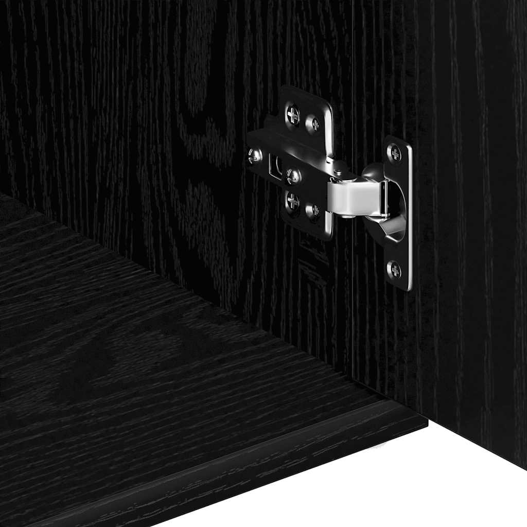 Skjenk Svart Eik 91X29,5X65 Cm Konstruert Tre