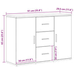 Skjenk Svart Eik 91X29,5X65 Cm Konstruert Tre