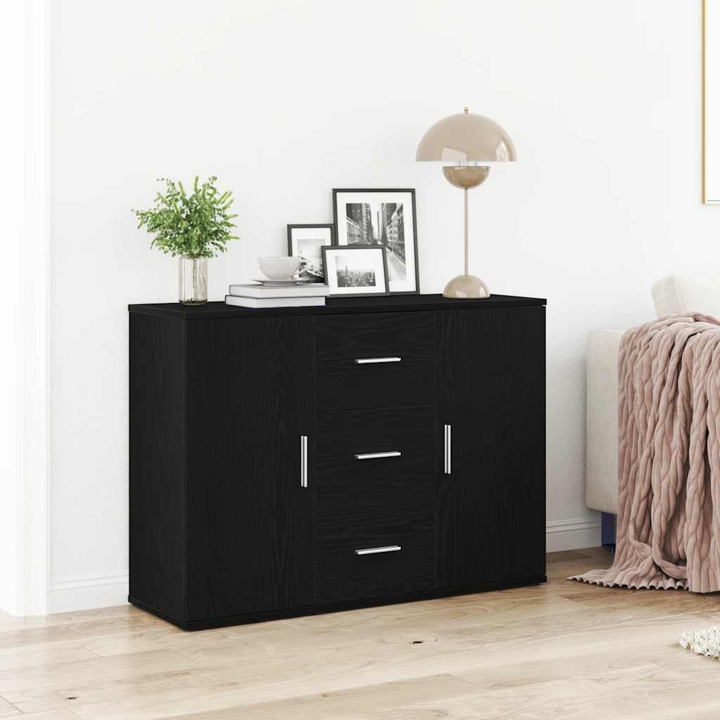 Skjenk Svart Eik 91X29,5X65 Cm Konstruert Tre