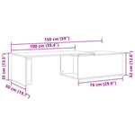 Kaffebord Svart Eik 150 X 50 X 35 Cm Konstruert Tre