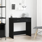Skrivebord Med Skuff Svart Eik 80 X 40 X 75 Cm Konstruert Tre
