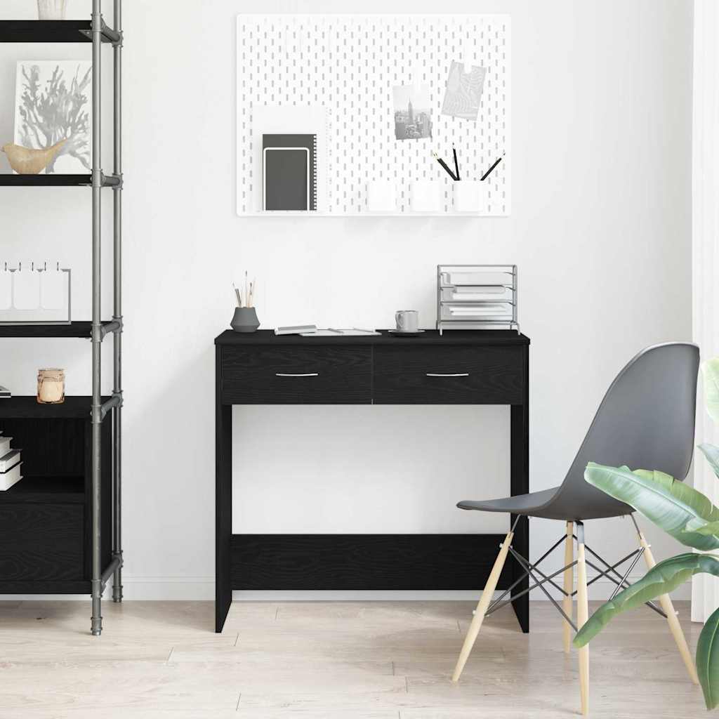 Skrivebord Med Skuff Svart Eik 80 X 40 X 75 Cm Konstruert Tre