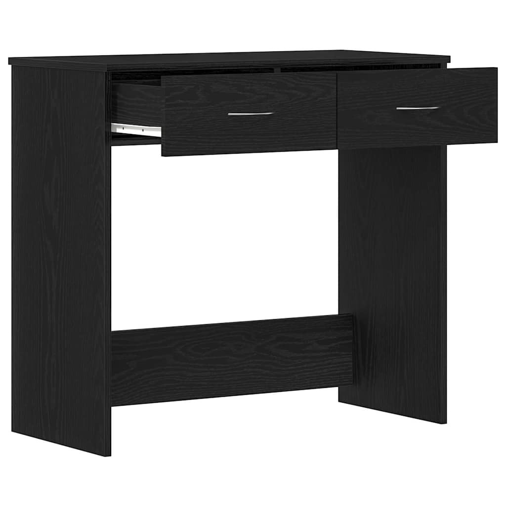 Skrivebord Med Skuff Svart Eik 80 X 40 X 75 Cm Konstruert Tre