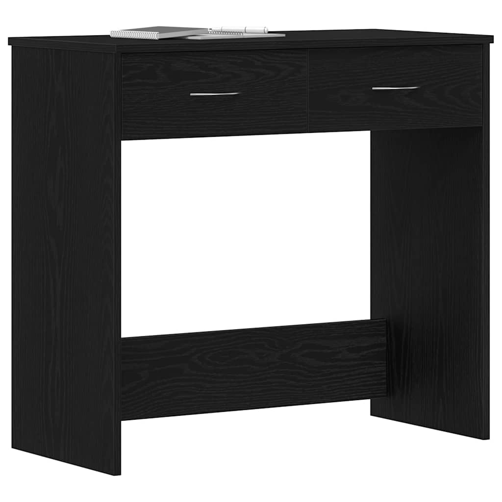 Skrivebord Med Skuff Svart Eik 80 X 40 X 75 Cm Konstruert Tre