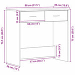 Skrivebord Med Skuff Svart Eik 80 X 40 X 75 Cm Konstruert Tre
