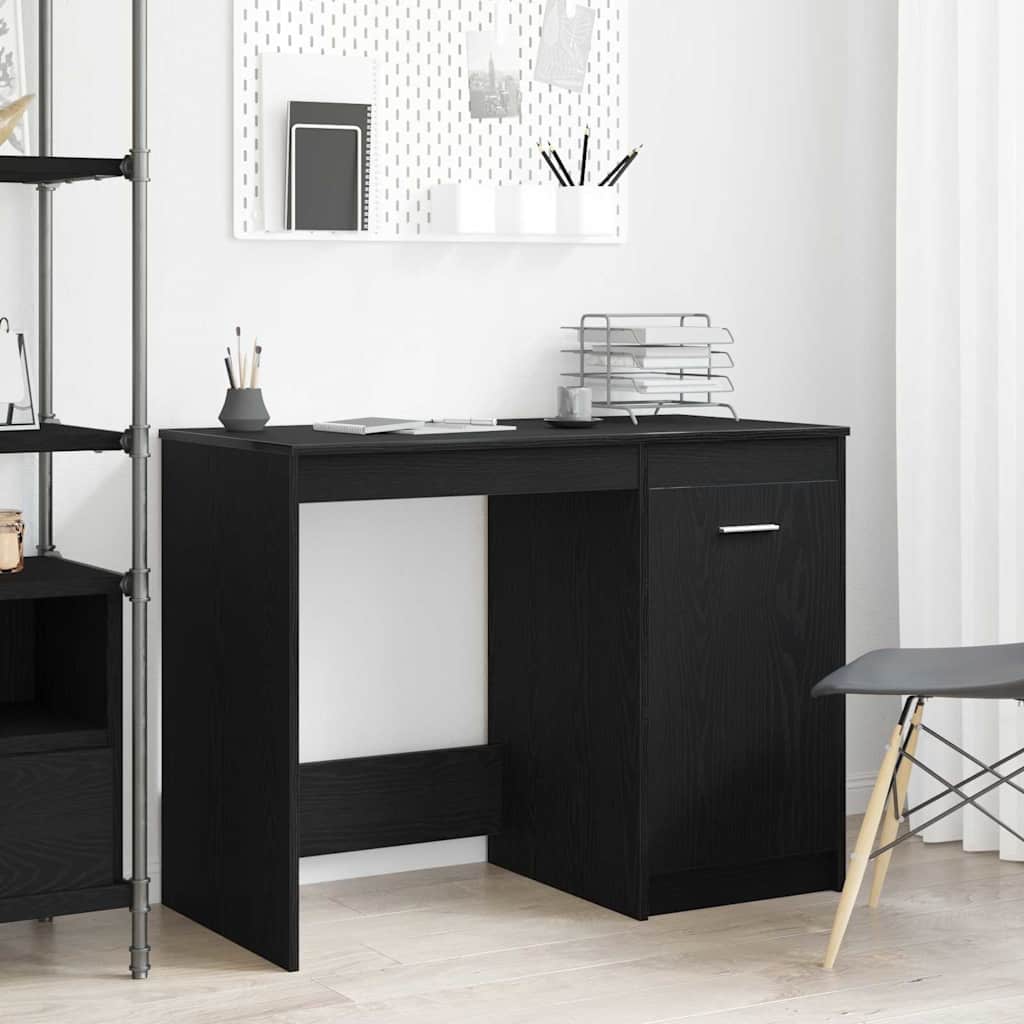 Skrivebord Svart Eik 100 X 50 X 76 Cm Konstruert Tre